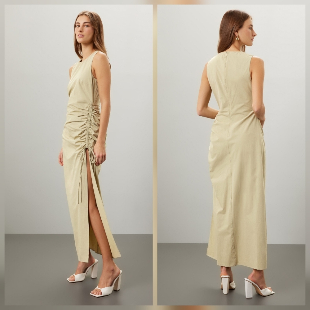 THIRD FORM Drawn Deep Tank Maxi Casual Cotton Dress Sleeveless Crew Neck Size 6